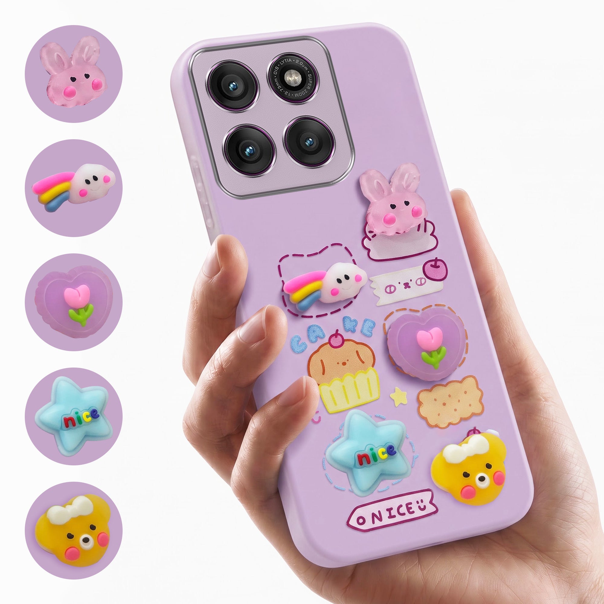 For Motorola Moto Edge 60 Pro Back Cover Case (3D Cute Cartoons | Hard Back Side Soft | Matte Premium Finish | HD Printing)