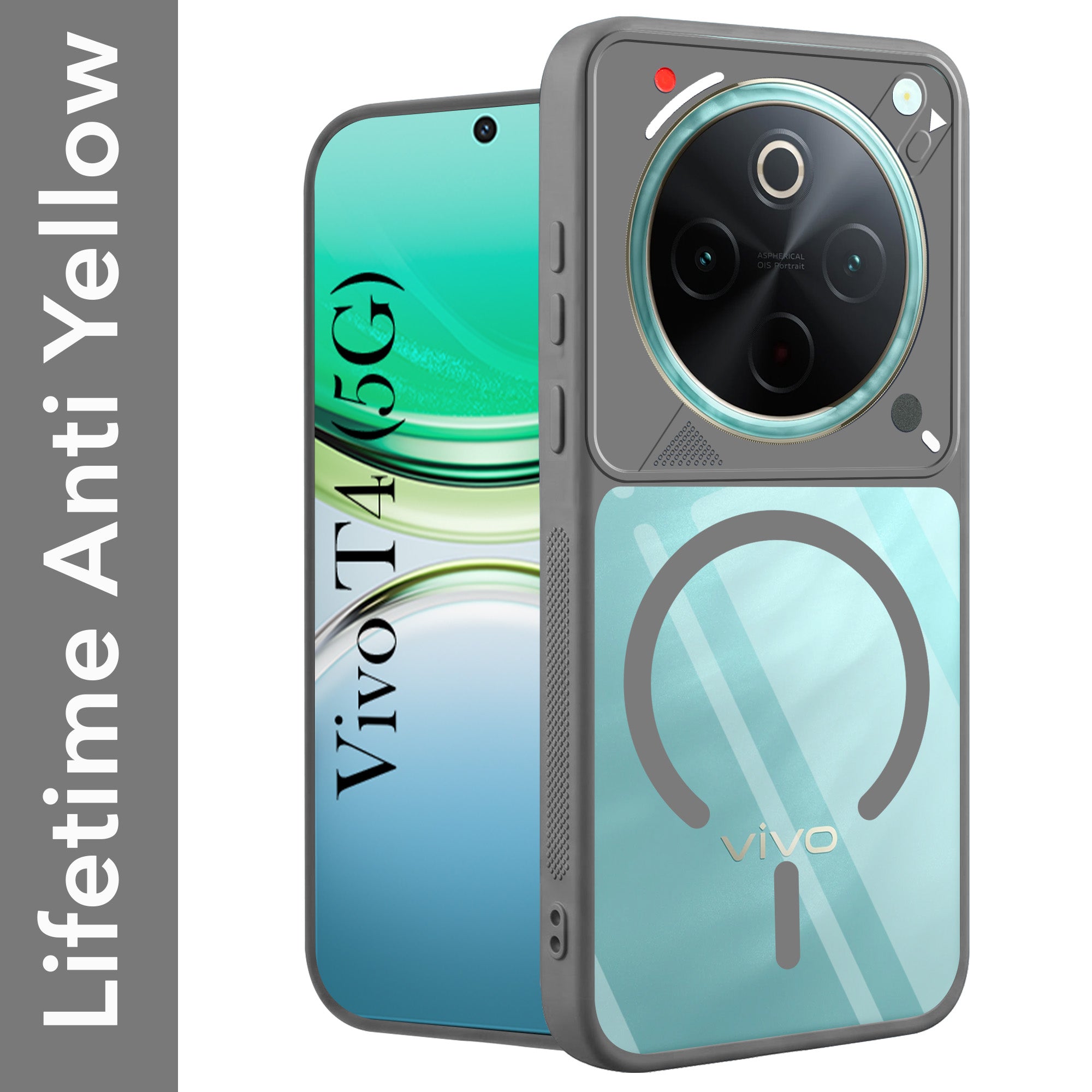 For Vivo T4 Back Cover Case Lifetime Anti-Yellow Clear (Camera Protection | Side Grip | Wireless MagSafe Compatible)
