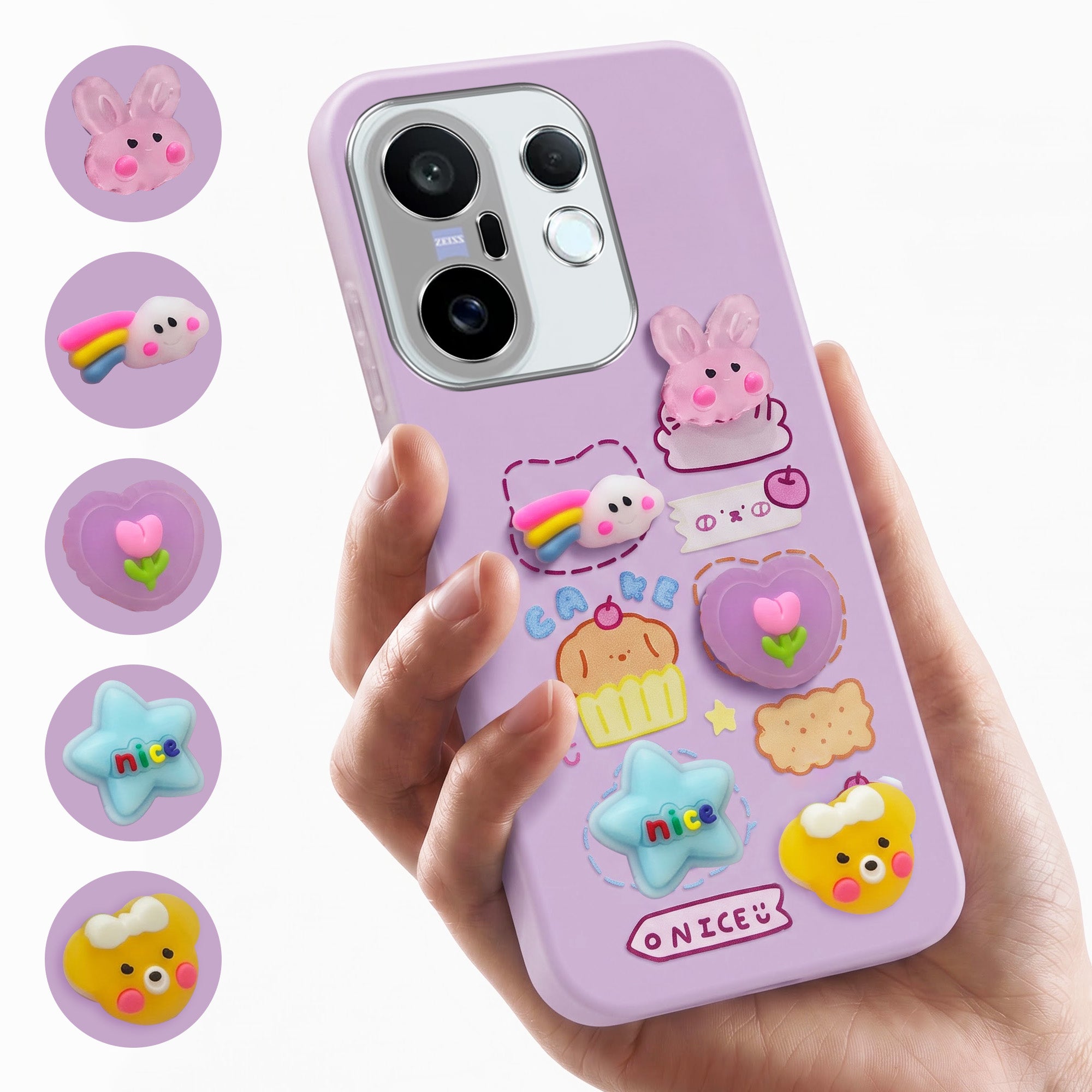 For Vivo X200 FE Back Cover Case (3D Cute Cartoons | Hard Back Side Soft | Matte Premium Finish | HD Printing)
