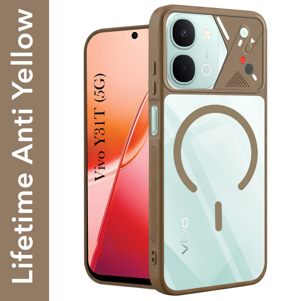 For Vivo Y31T 5G Back Cover Case Lifetime Anti-Yellow Clear (Camera Protection | Side Grip | Wireless MagSafe Compatible)