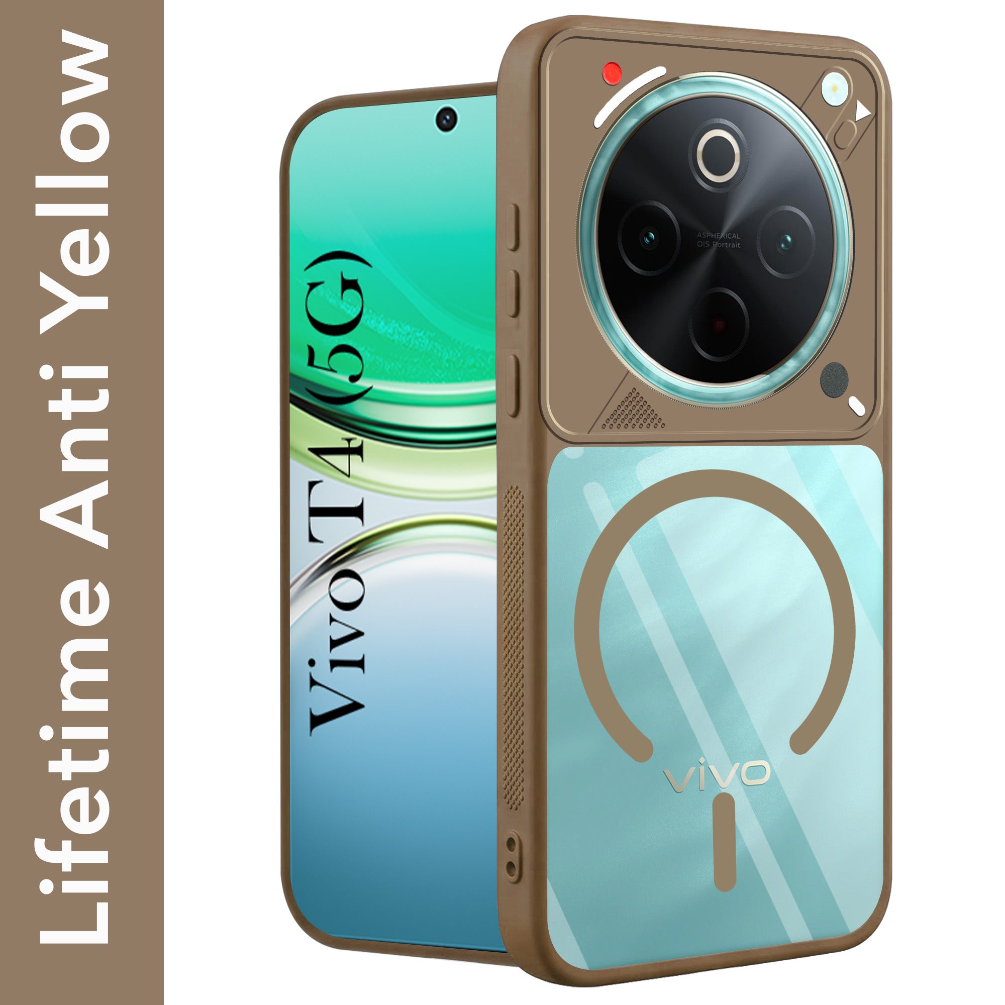 For Vivo T4 Back Cover Case Lifetime Anti-Yellow Clear (Camera Protection | Side Grip | Wireless MagSafe Compatible)
