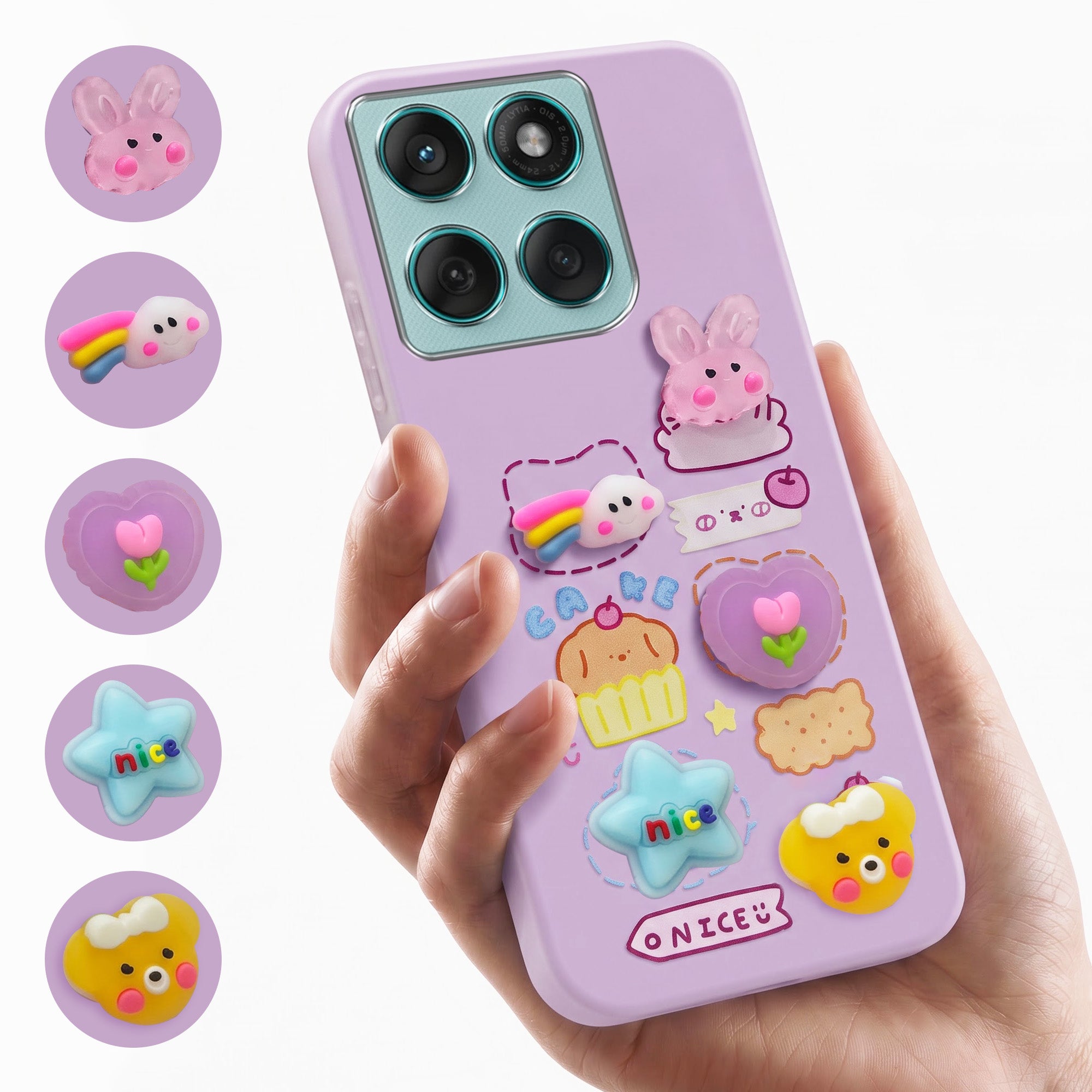 For Motorola Moto Edge 60 Fusion Back Cover Case (3D Cute Cartoons | Hard Back Side Soft | Matte Premium Finish | HD Printing)