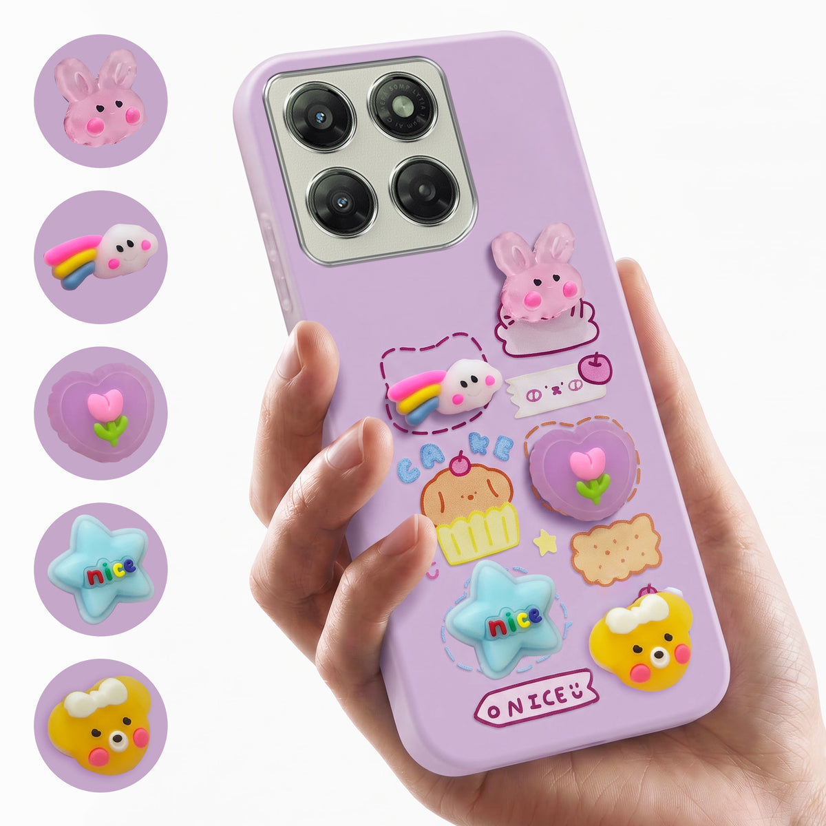 For Motorola Moto G77 Power Back Cover Case (3D Cute Cartoons | Hard Back Side Soft | Matte Premium Finish | HD Printing)