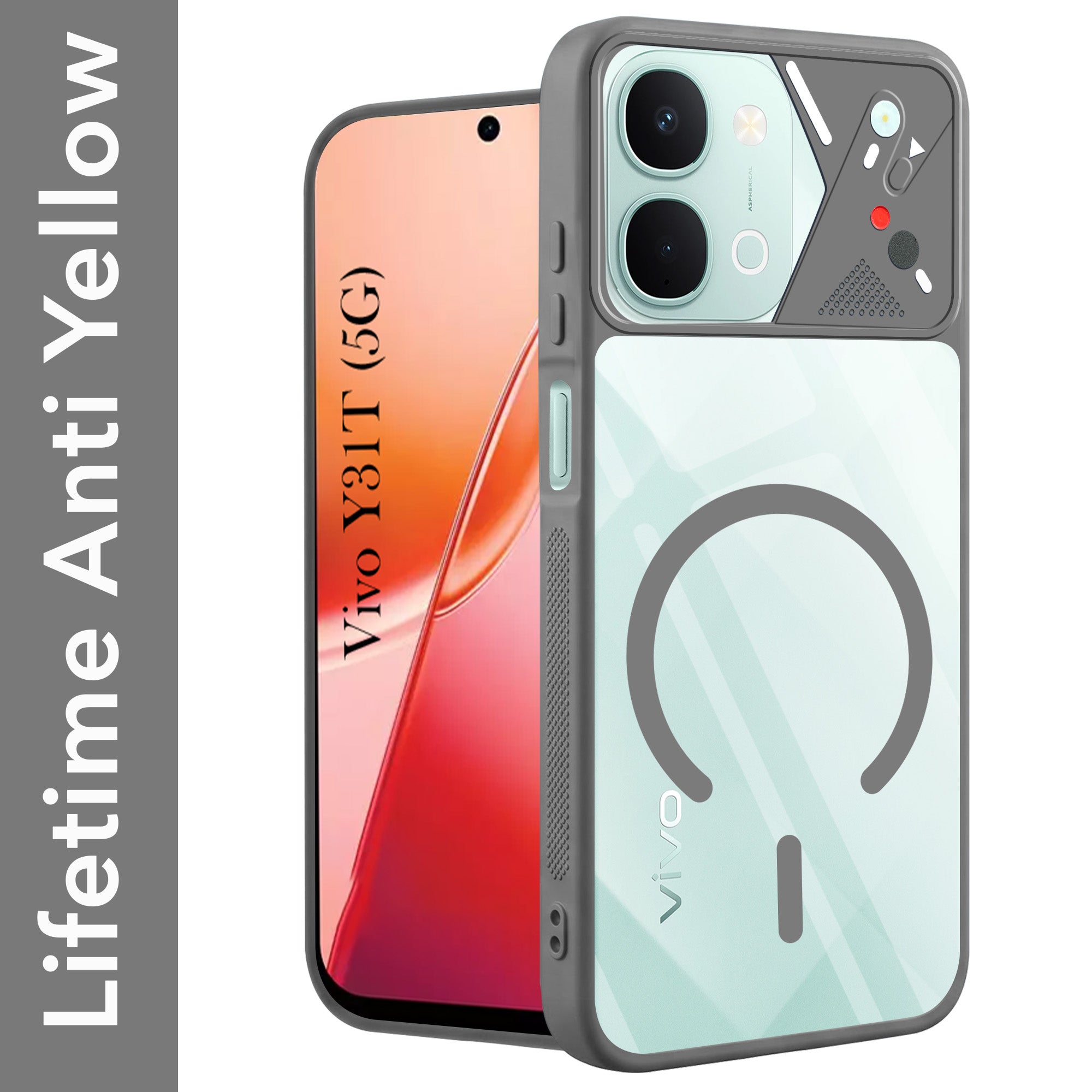 For Vivo Y31T 5G Back Cover Case Lifetime Anti-Yellow Clear (Camera Protection | Side Grip | Wireless MagSafe Compatible)