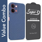 For Vivo Y31T 5G Combo with Back Cover and 9H Tempered Glass (Liquid Silicone | Camera Protection | Oleophobic Coating Screen Glass)