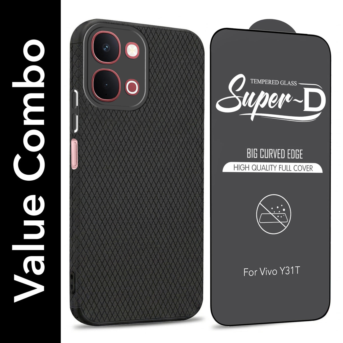 For Vivo Y31T 5G Combo with Back Cover and 9H Tempered Glass (Liquid Silicone | Camera Protection | Oleophobic Coating Screen Glass)
