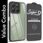 For Motorola Moto G77 Power Combo with Back Cover and 9H Tempered Glass (Lifetime Anti-Yellow | Crystal Clear Shockproof | Oleophobic Coating Screen Glass)