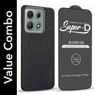 For Motorola Moto Edge 70 Max Combo with Back Cover and 9H Tempered Glass (Textured Grip Design | Micro-Fiber Cloth Inside | Oleophobic Coating Screen Glass)
