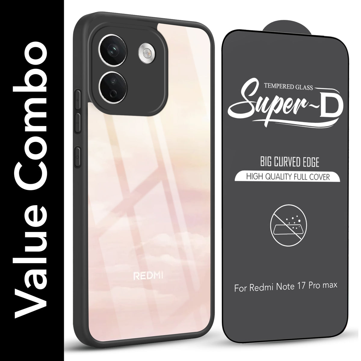 For Redmi Note 17 Pro Max 5G (Combo with Back Cover and 9H Tempered Glass (Lifetime Anti-Yellow | Crystal Clear Shockproof | Oleophobic Coating Screen Glass)