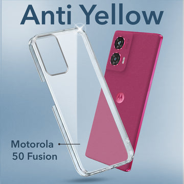 For Motorola Moto Edge 50 Fusion Back Cover (Hard Anti Yellow Clear Case | Drop & Camera Protection | Shockproof Polycarbonate)