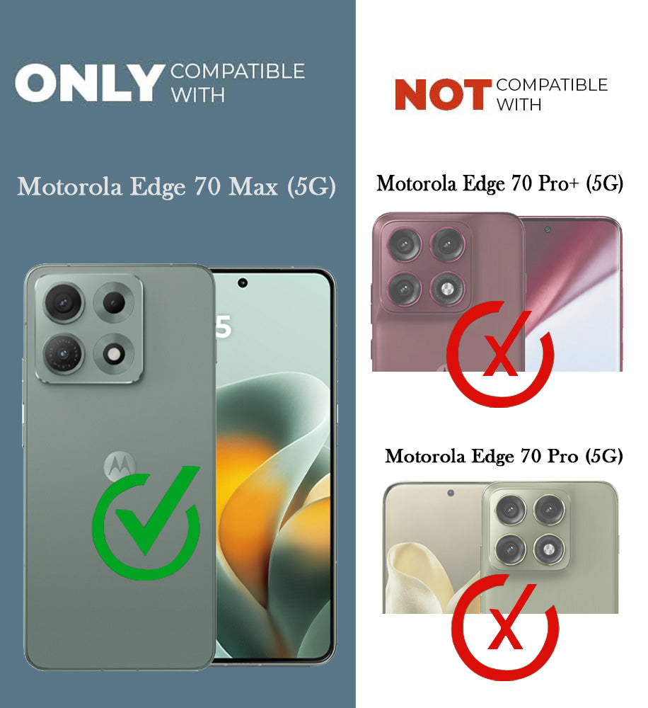For Motorola Moto Edge 70 Max Back Cover Case Hybrid (Shockproof with Polycarbonate Clear Panel | Professional Black)