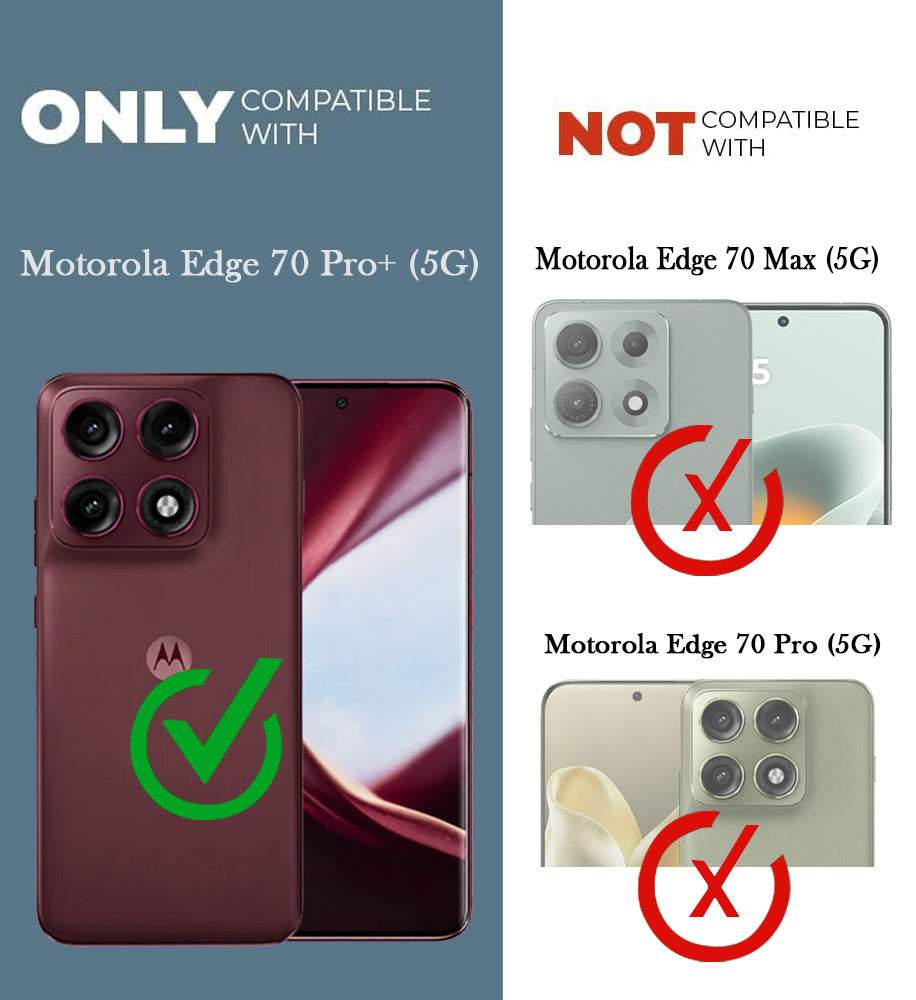 For Motorola Moto Edge 70 Pro Plus 5G Back Cover Case Hybrid (Shockproof with Polycarbonate Clear Panel | Professional Black)