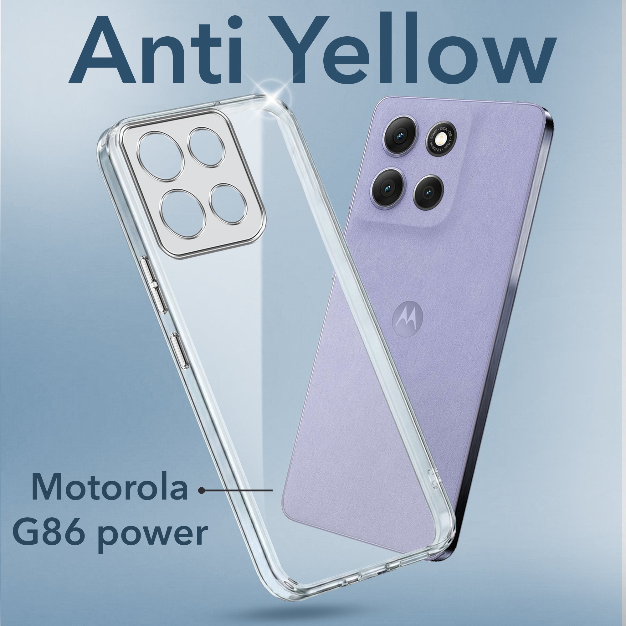 For Motorola Moto G86 Power Back Cover Case Lifetime Anti-Yellow Clear (Sleek Hard Crystal | Shockproof and Camera Protection)