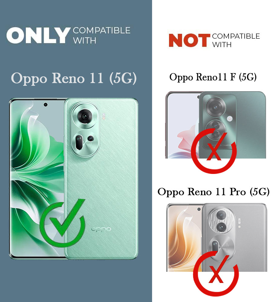 For Oppo Reno11 5G Flip Cover Case (Stitched Leather with Magnetic Closure)