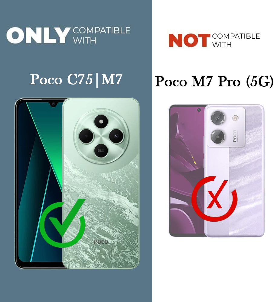 For Poco C75 | Poco M7 Back Cover Case Lifetime Anti-Yellow Clear (Camera Protection | Side Grip | Wireless MagSafe Compatible)