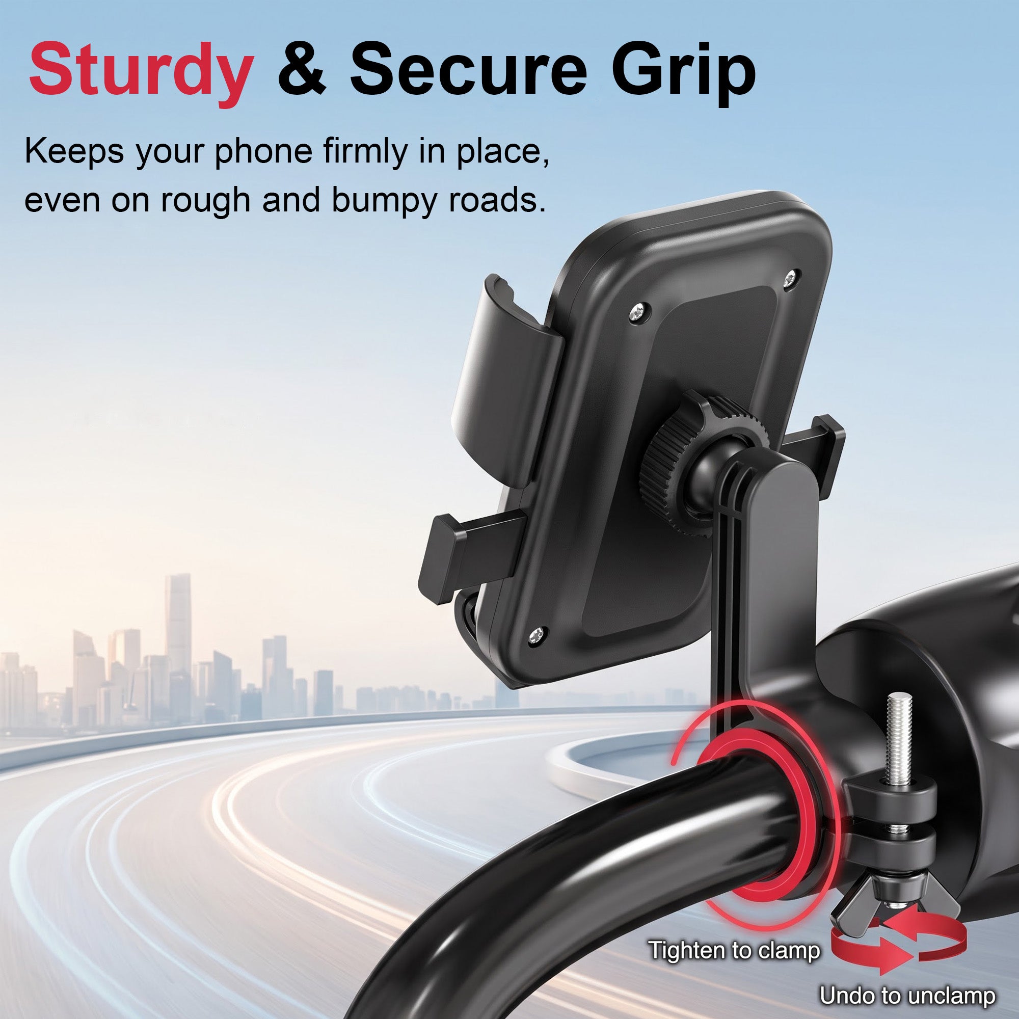Premium 360° Universal Bike Phone Holder | Anti-Shake Motorcycle Handlebar Mobile Mount with Secure Lock