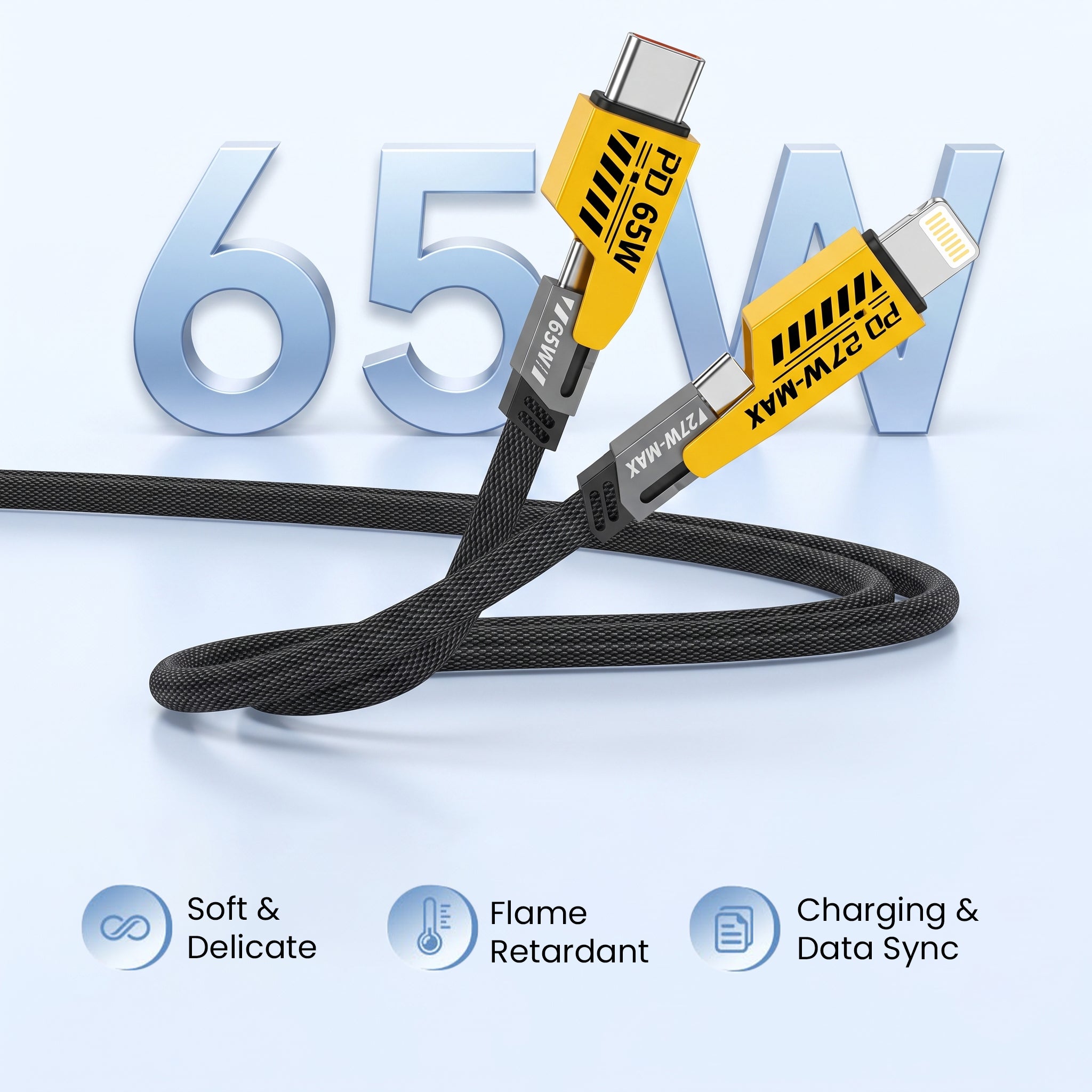120W Fast Charging Cable with Foldable Phone Stand Brackets (Type C)