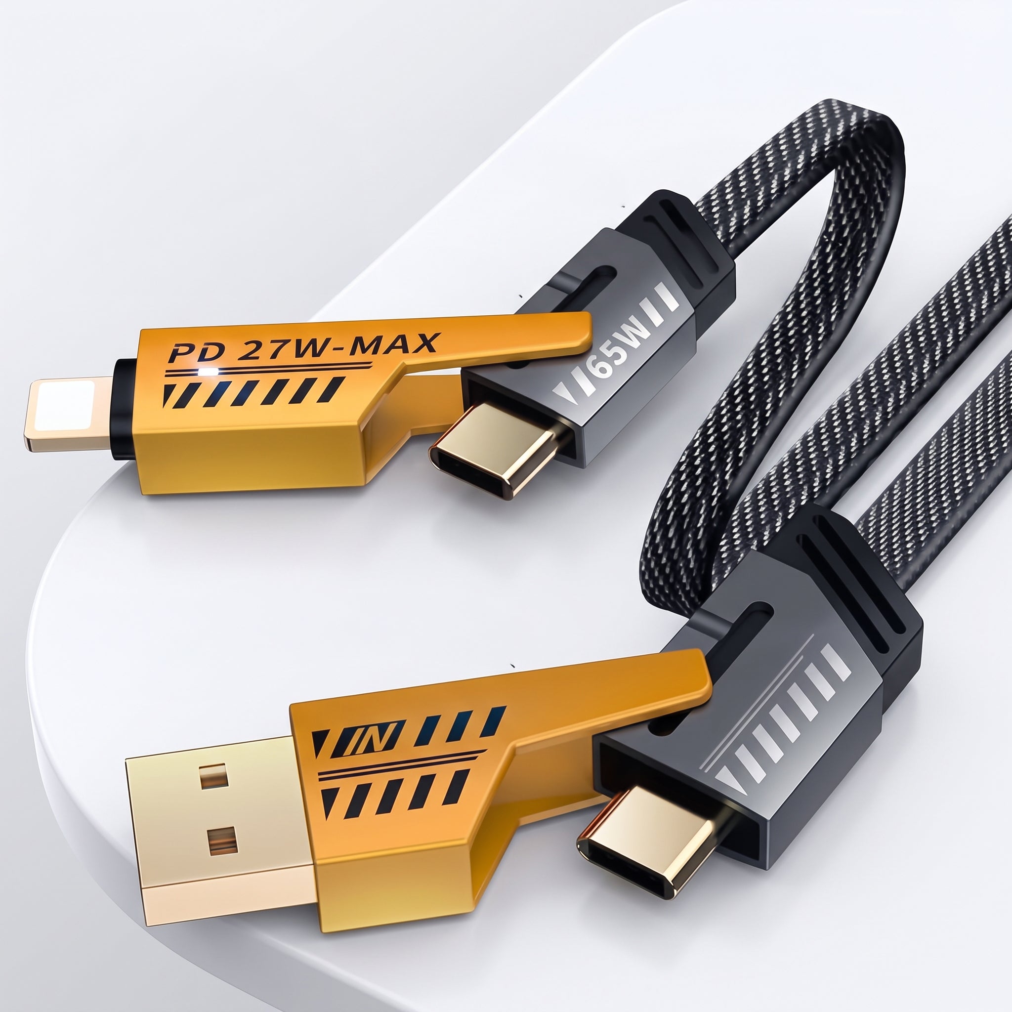 120W Fast Charging Cable with Foldable Phone Stand Brackets (Type C)