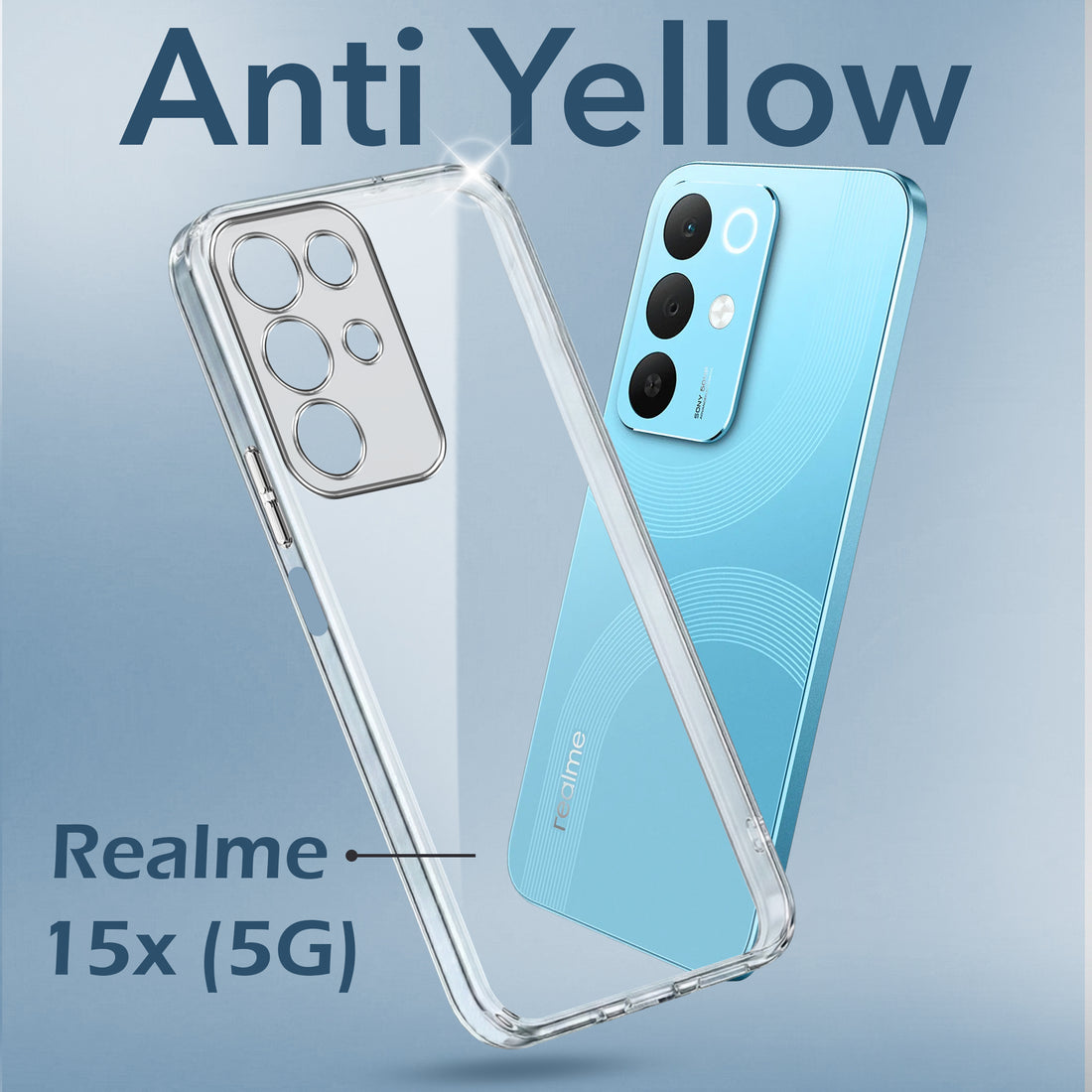 For Realme 15X Back Cover Case Lifetime Anti-Yellow Clear (Sleek Hard Crystal | Shockproof and Camera Protection)