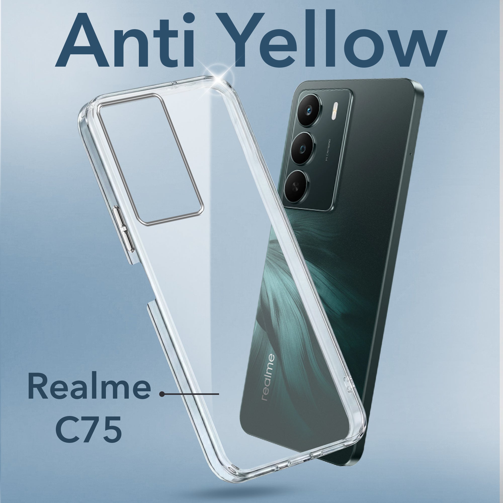 For Realme C75 5G Lifetime Anti-Yellow Clear Back Cover Case (Sleek Hard Crystal | Shockproof and Camera Protection)