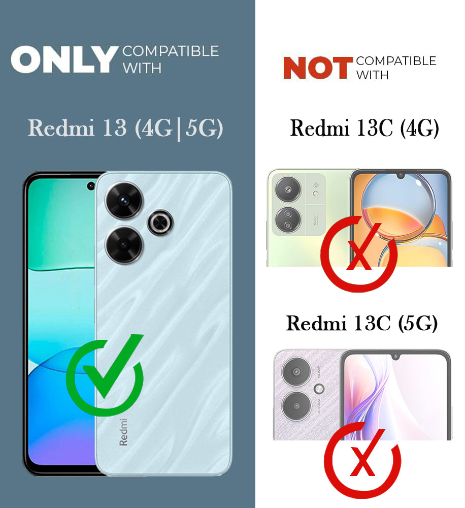 For Xiaomi Mi Redmi 13 4G | 5G Combo with Back Cover and 9H Tempered Glass (Lifetime Anti-Yellow | Sleek Hard Crystal | Oleophobic Coating Screen Glass)