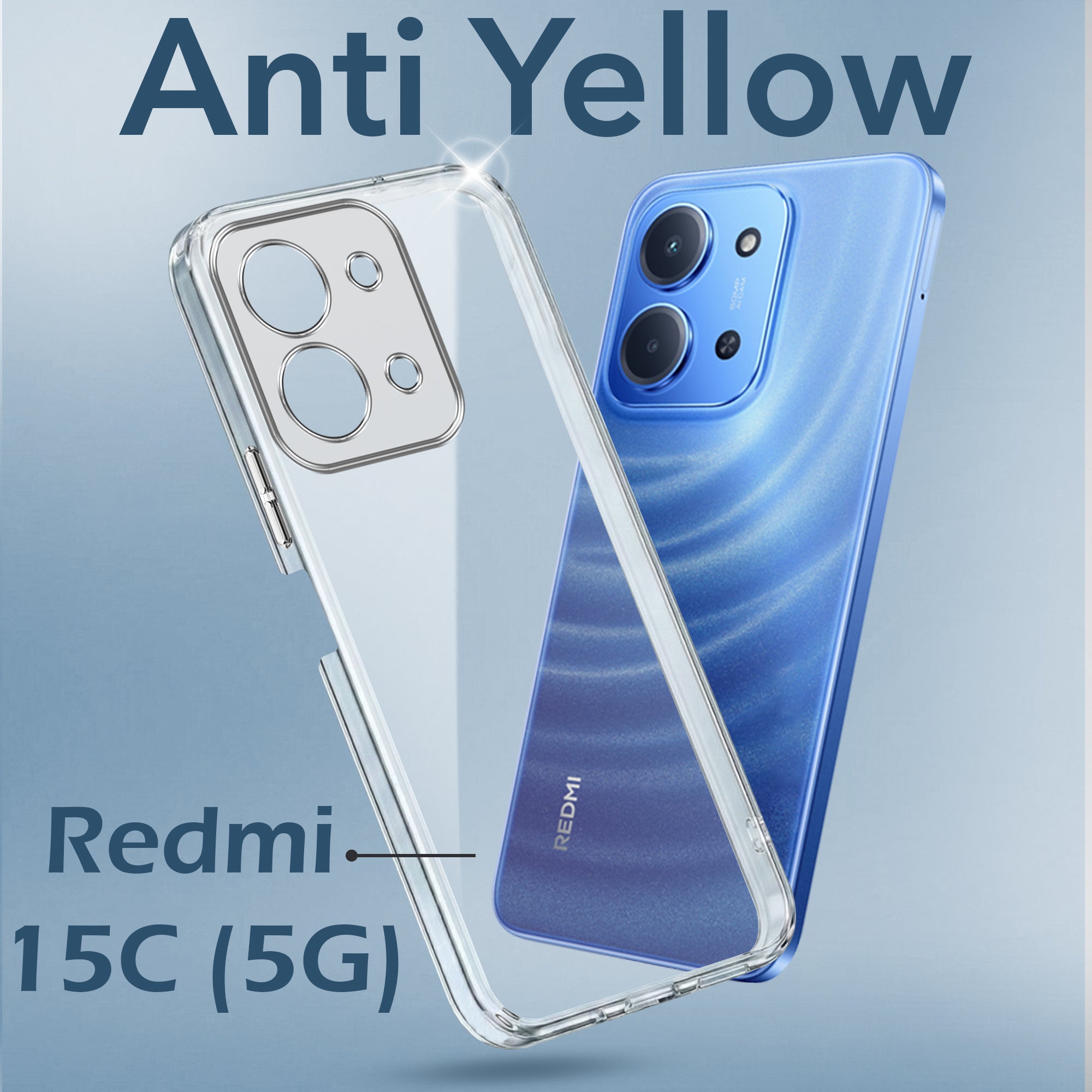 For Redmi 15C Back Cover Case Lifetime Anti-Yellow Clear (Sleek Hard Crystal | Shockproof and Camera Protection)