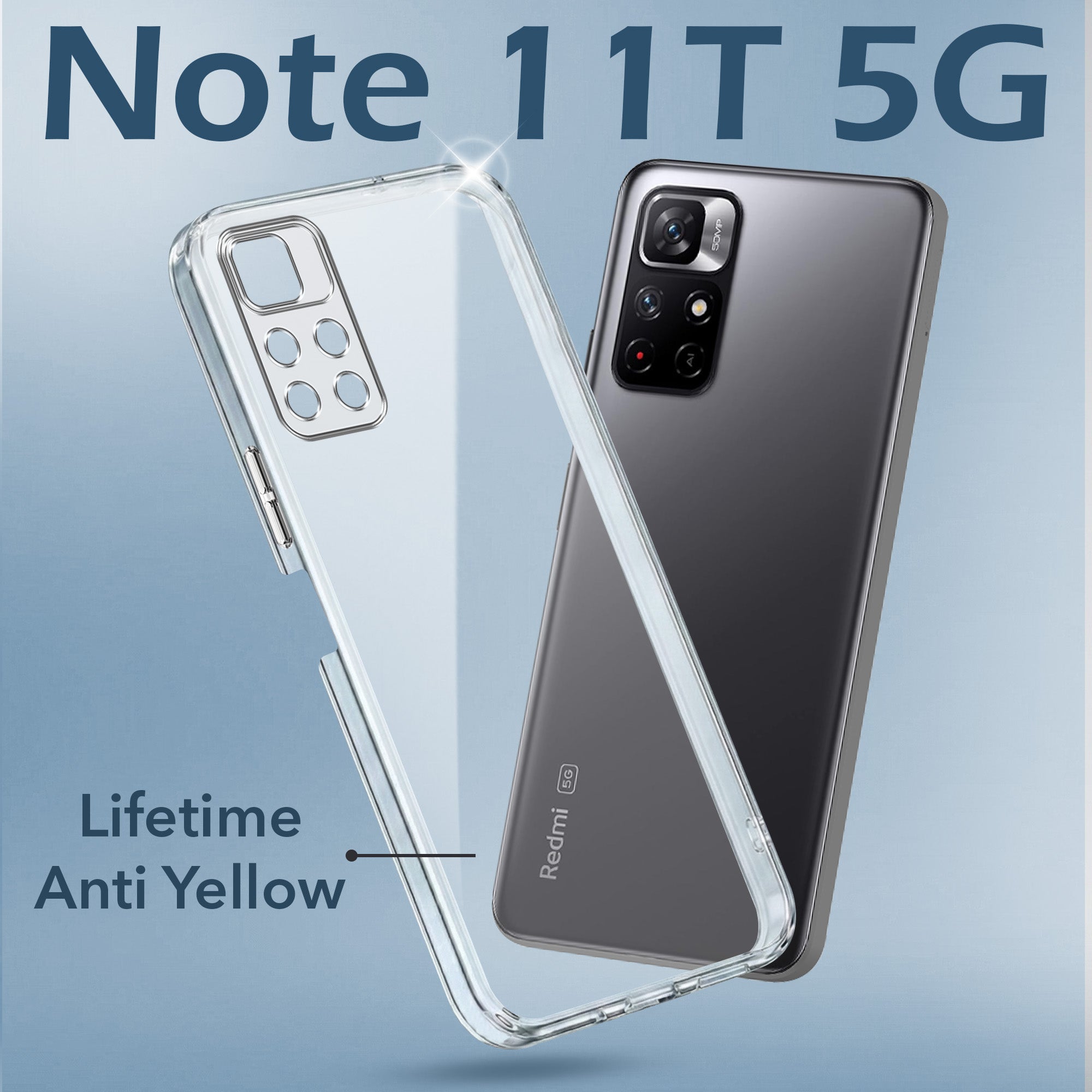 For Xiaomi Redmi Note 11T 5G Back Cover Case (Hard Anti Yellow Clear Case | Sleek Hard Crystal Clear | Drop & Camera Protection | Shockproof Polycarbonate)