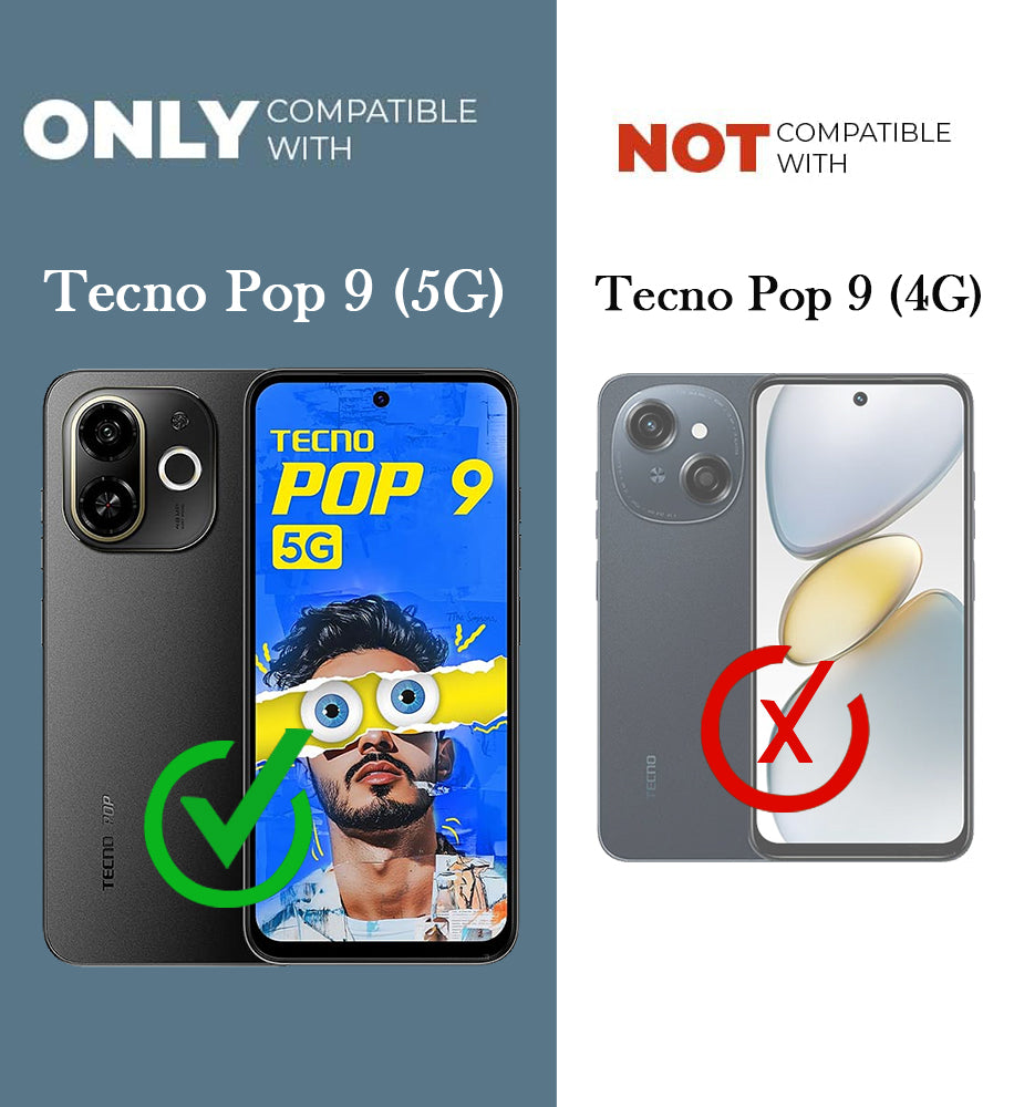 For Tecno Pop 9 5G | Tecno Spark 30C 5G Back Cover Case Hybrid (Shockproof with Polycarbonate Clear Panel | Professional Black)