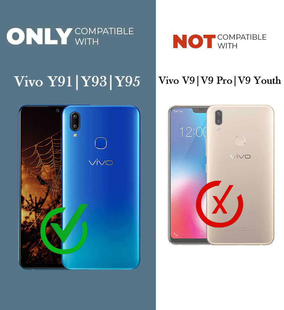 For Vivo Y91 | Vivo Y93 | Vivo Y95 Hybrid Back Cover Case (Shockproof with Polycarbonate Clear Panel | Professional Black)