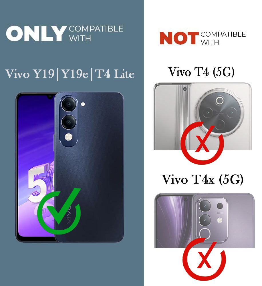 For Vivo Y19 | Vivo Y19e | Vivo T4 Lite Back Cover Case Shockproof Crystal-Clear | Drop & Camera Protection | Hard Polycarbonate)
