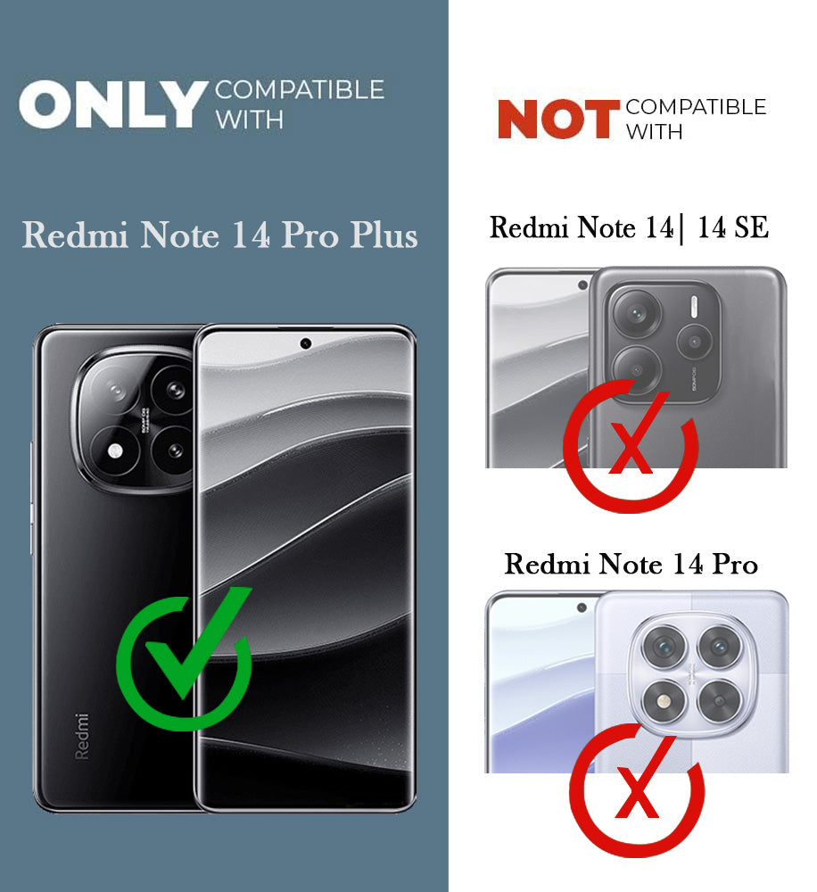For Redmi Note 14 Pro Plus Combo with Back Cover and 9H Tempered Glass (Lifetime Anti-Yellow | Sleek Hard Crystal | Oleophobic Coating Screen Glass)