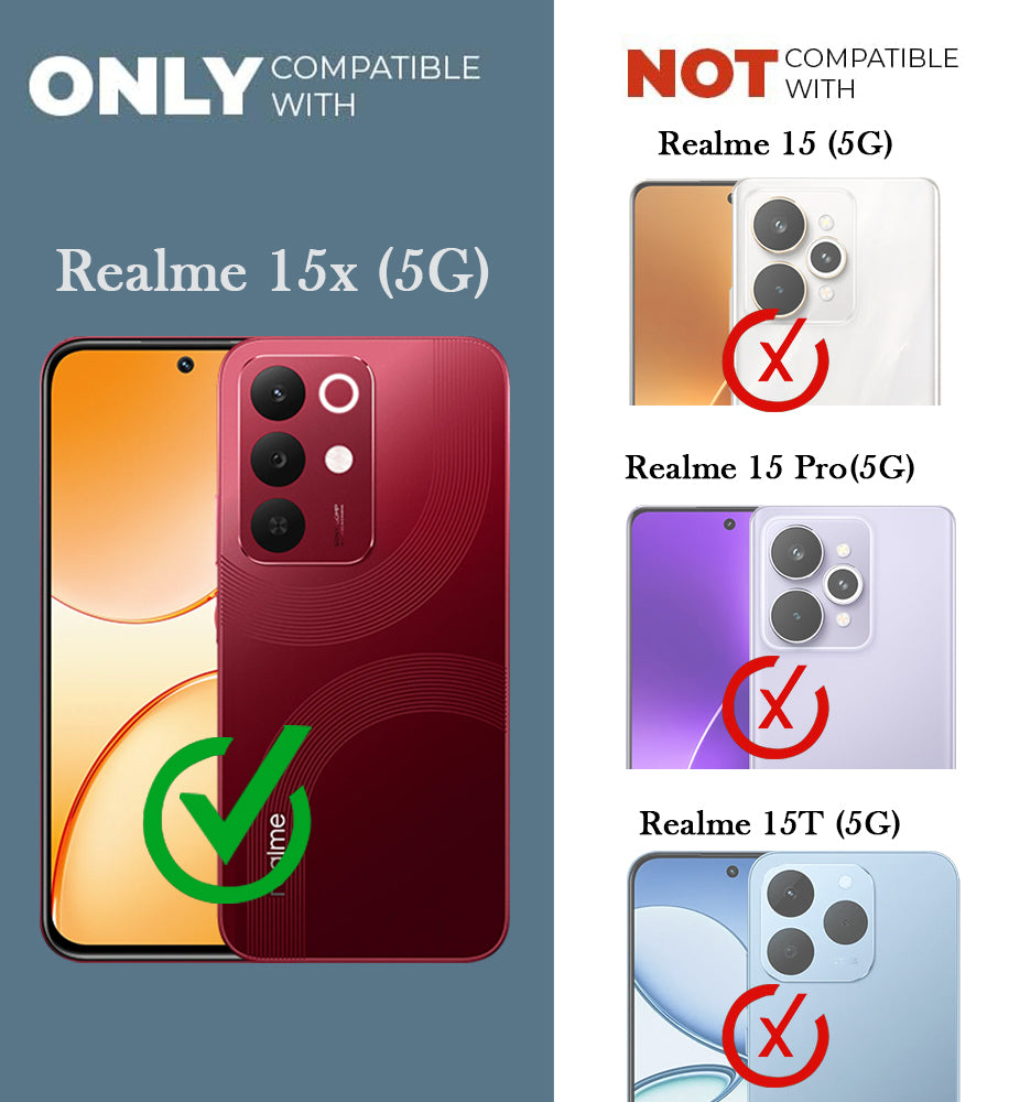 For Realme 15X Back Cover Case Lifetime Anti-Yellow Clear (Camera Protection | Side Grip | Wireless MagSafe Compatible)