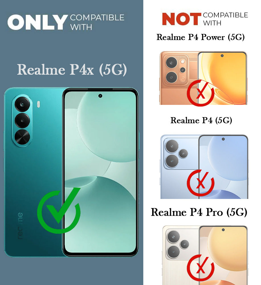 For Realme P4x Back Cover Case (Matte Finish Silicone with Inside Fiber cloth)