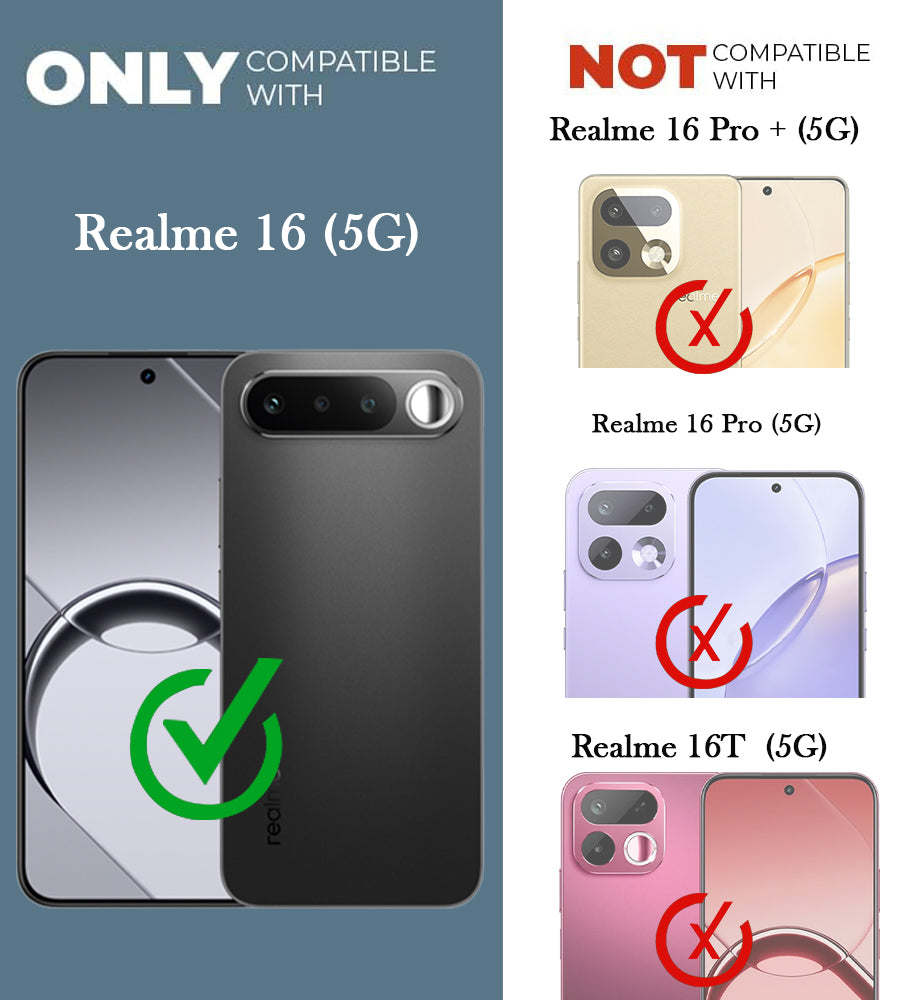 For Realme 16 Back Cover Case Rubberised (Textured Grip Design| Micro-Fiber Cloth Inside | Slim and Light Weight | Soft Touch and Feel)