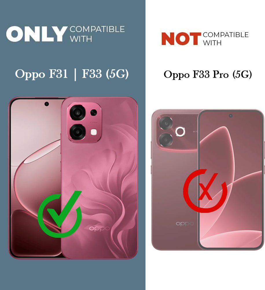 For Oppo F31 5G | Oppo F33 5G Combo with Back Cover and 9H Tempered Glass (Textured Grip Design | Micro-Fiber Cloth Inside | Oleophobic Coating Screen Glass)