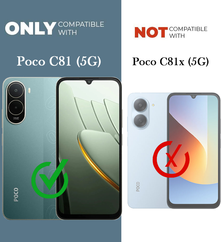 For Poco C81 5G Combo with Back Cover and 9H Tempered Glass (Lifetime Anti-Yellow | Sleek Hard Crystal | Oleophobic Coating Screen Glass)