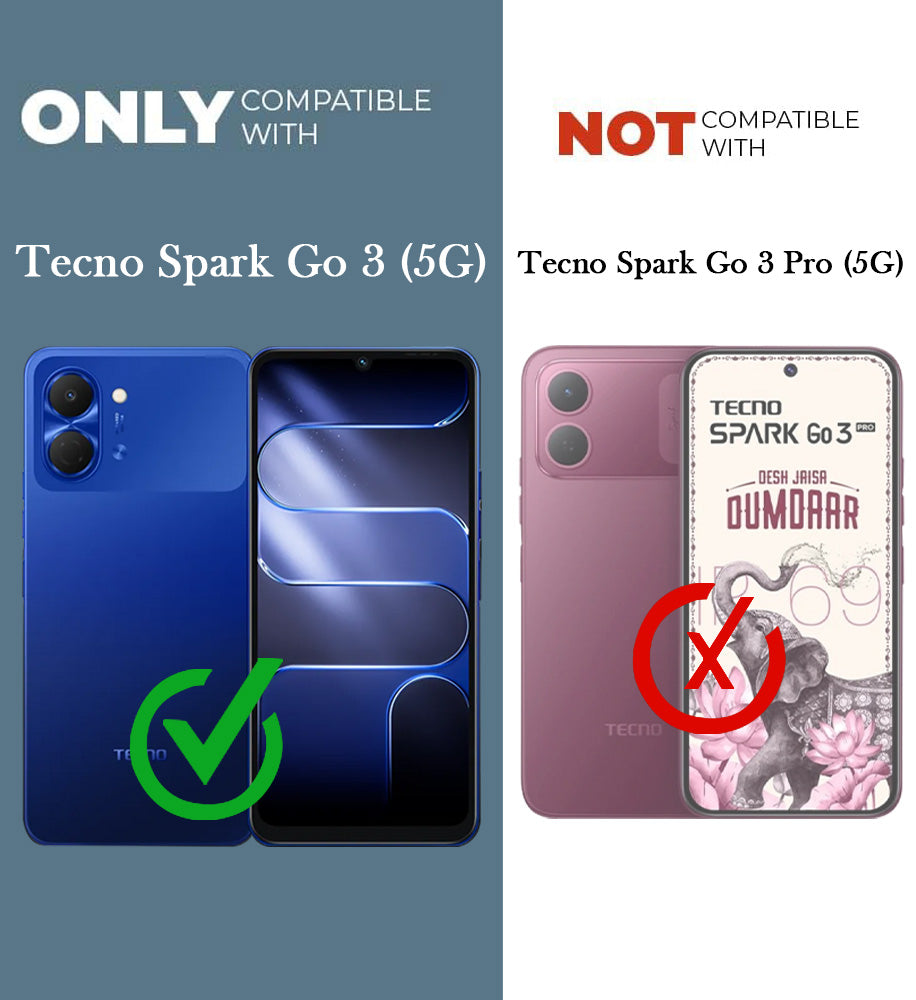 For Tecno Spark Go 3 Back Cover Case (Shockproof with Polycarbonate Clear Panel | Professional Black)