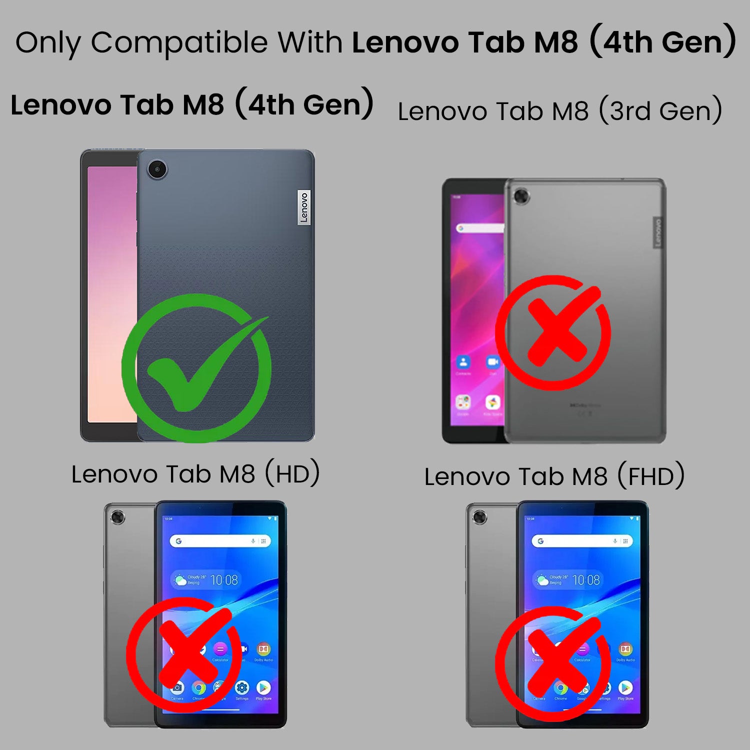 For Lenovo Tab M8 4 GEN 2024 8 Inch Flip Cover Folio Cover (PU Matte Leather | Multi-Angle Smart Stand | Card Storage Slots | Silicone Back Pouch)