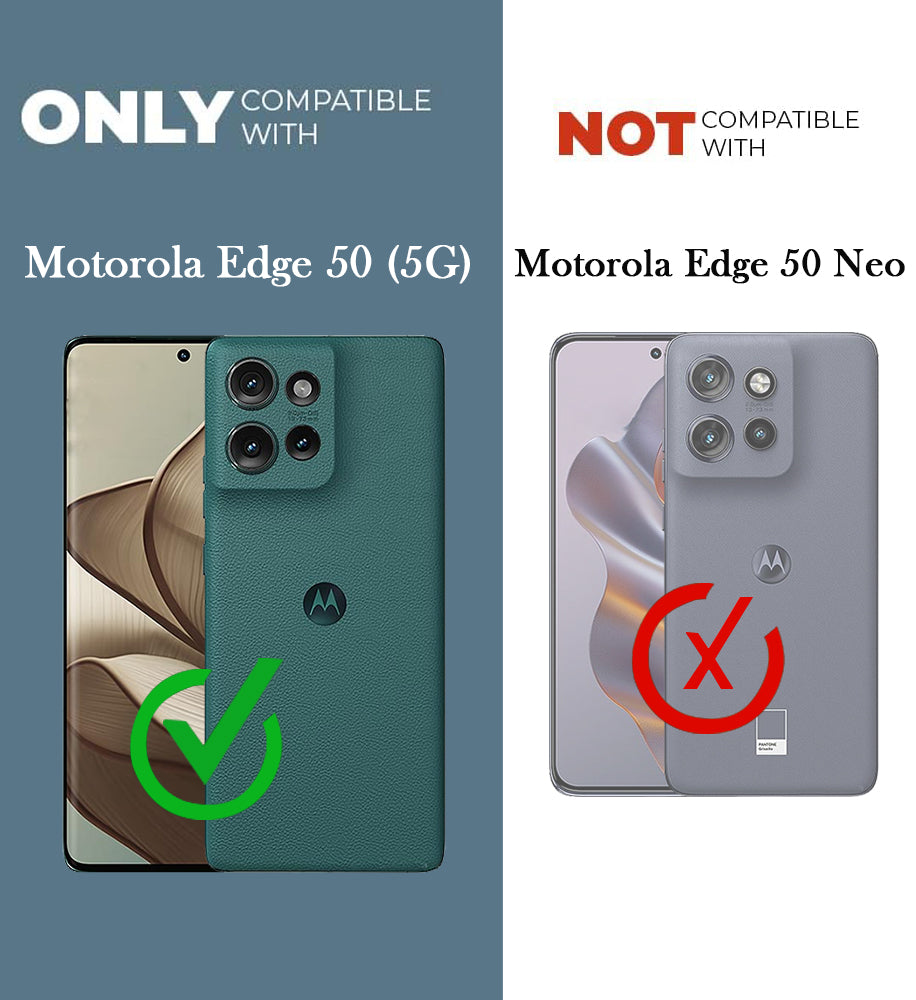 For Motorola Moto Edge 50 5G Back Cover Case Leather Finish (MagSafe Compatible Wireless Charging | Soft Touch | Camera Bump Protection)
