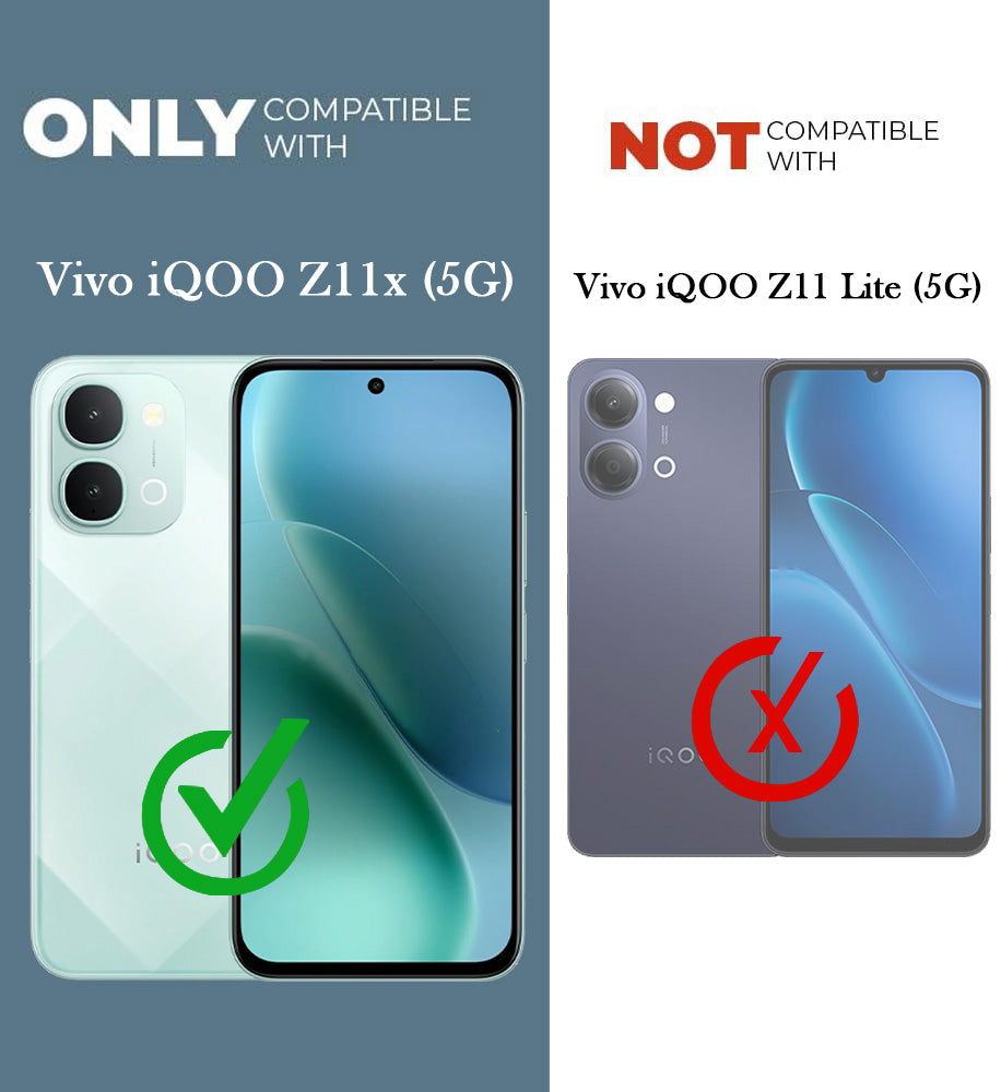 For Vivo iQOO Z11x 5G Back Cover Case Lifetime Anti-Yellow Clear (Camera Protection | Side Grip | Wireless MagSafe Compatible)