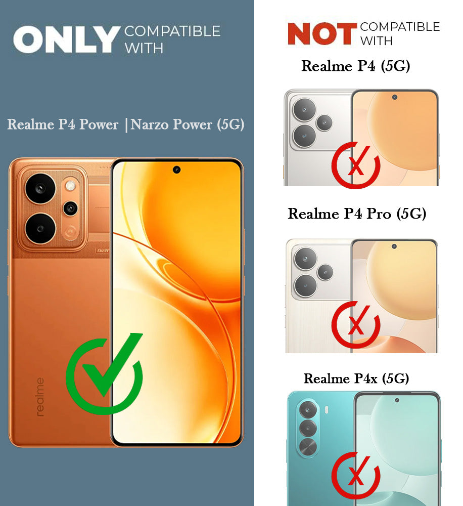 For Realme P4 Power 5G | Realme Narzo Power Back Cover Case Leather Finish (MagSafe Compatible Wireless Charging | Soft Touch | Camera Bump Protection)