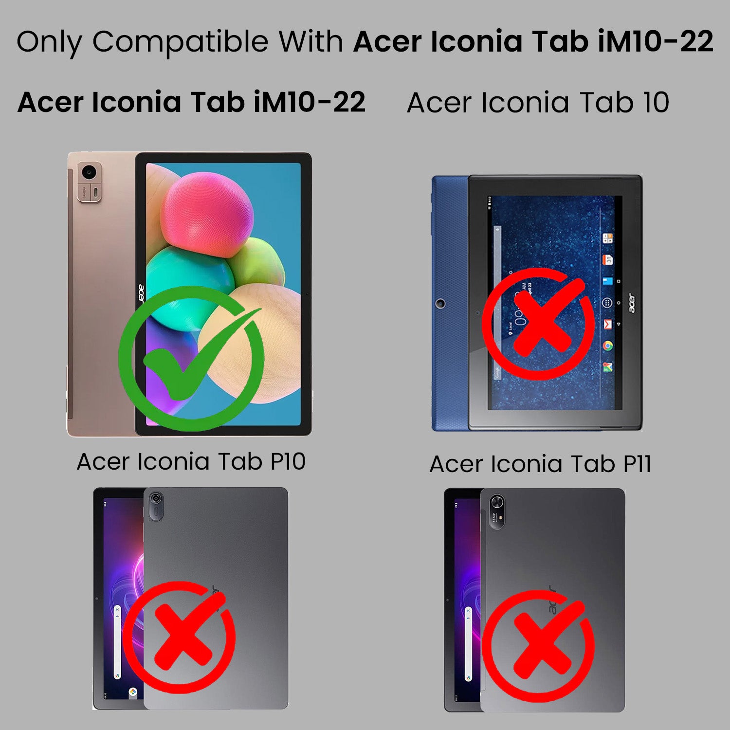 For Acer Iconia Tab iM10-22 10.36 Inch Flip Cover Folio Cover (PU Leather | Multi-Angle Smart Stand | Card Storage Slots | Silicone Back Pouch)