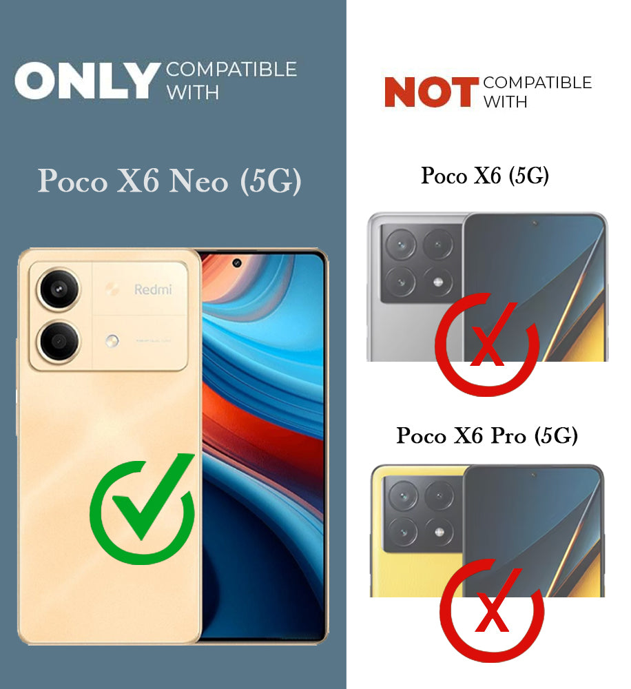For Poco X6 Neo 5G Back Cover Case (Shockproof with Polycarbonate Clear Panel)