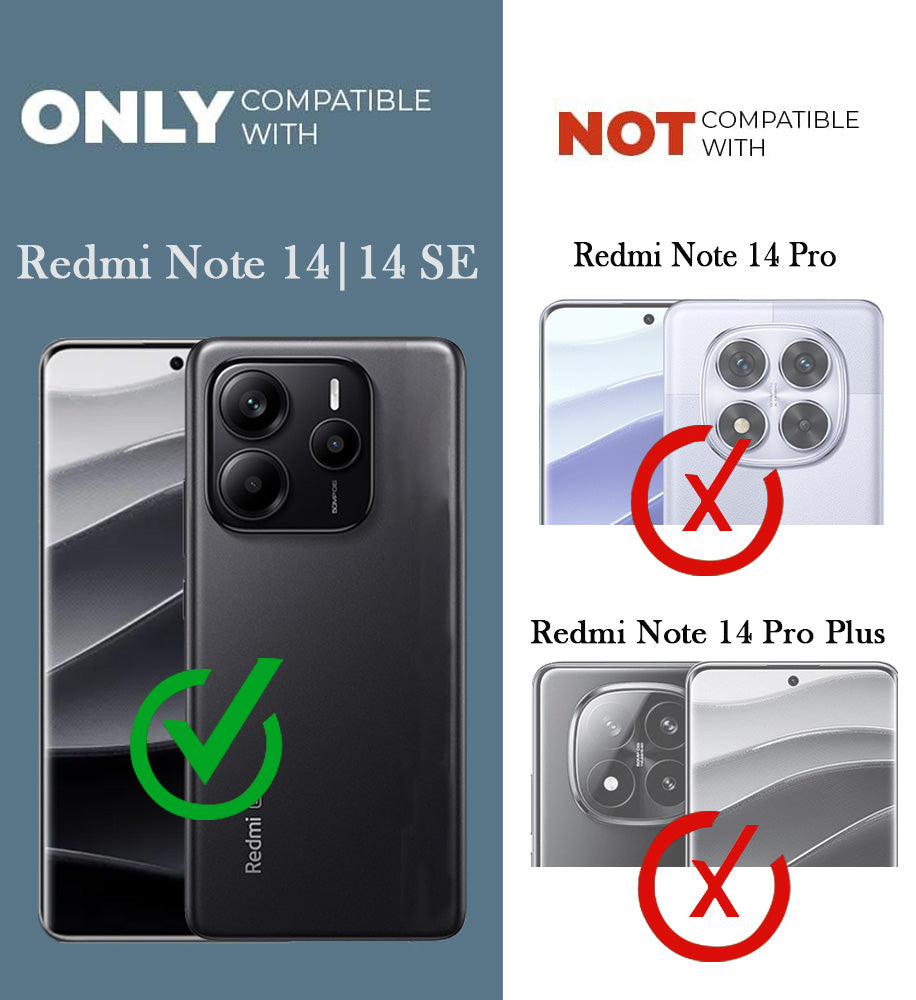 For Redmi Note 14 5G | Redmi Note 14 SE Back Cover Case Leather Finish (MagSafe Compatible Wireless Charging | Soft Touch | Camera Bump Protection)