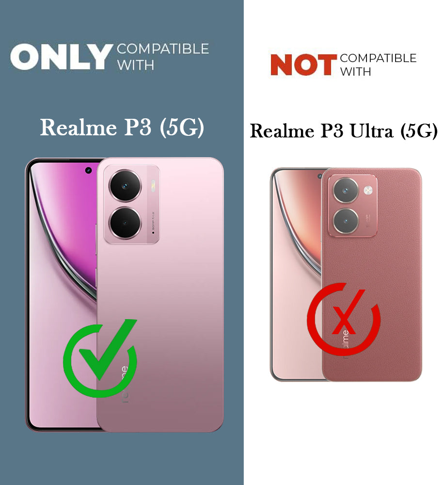 For Realme P3 Back Cover Case (Hybrid Crystal panel with Side Soft PU | Camera Protection | HD Clear Shockproof)