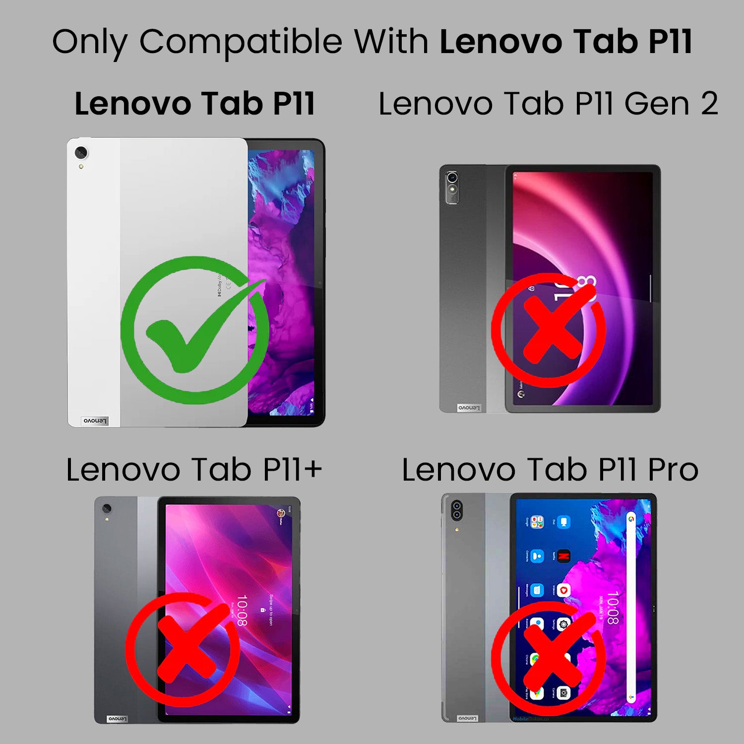 For Lenovo Tab P11 11.5 Inch TB-J606F Flip Cover Folio Cover (PU Matte Leather | Multi-Angle Smart Stand | Card Storage Slots | Silicone Back Pouch)