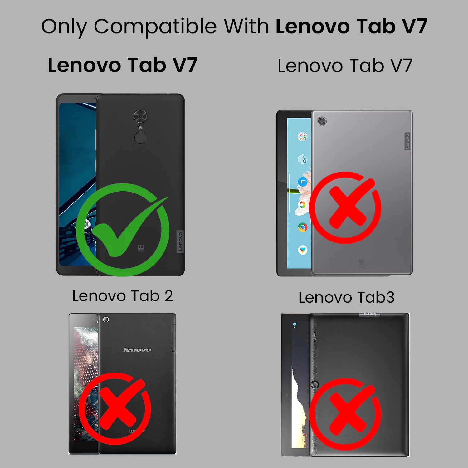For Lenovo Tab V7 6.95 Inch PB-6505M/6505MC Flip Cover Folio Cover (PU Leather | Multi-Angle Smart Stand | Card Storage Slots | Silicone Back Pouch)