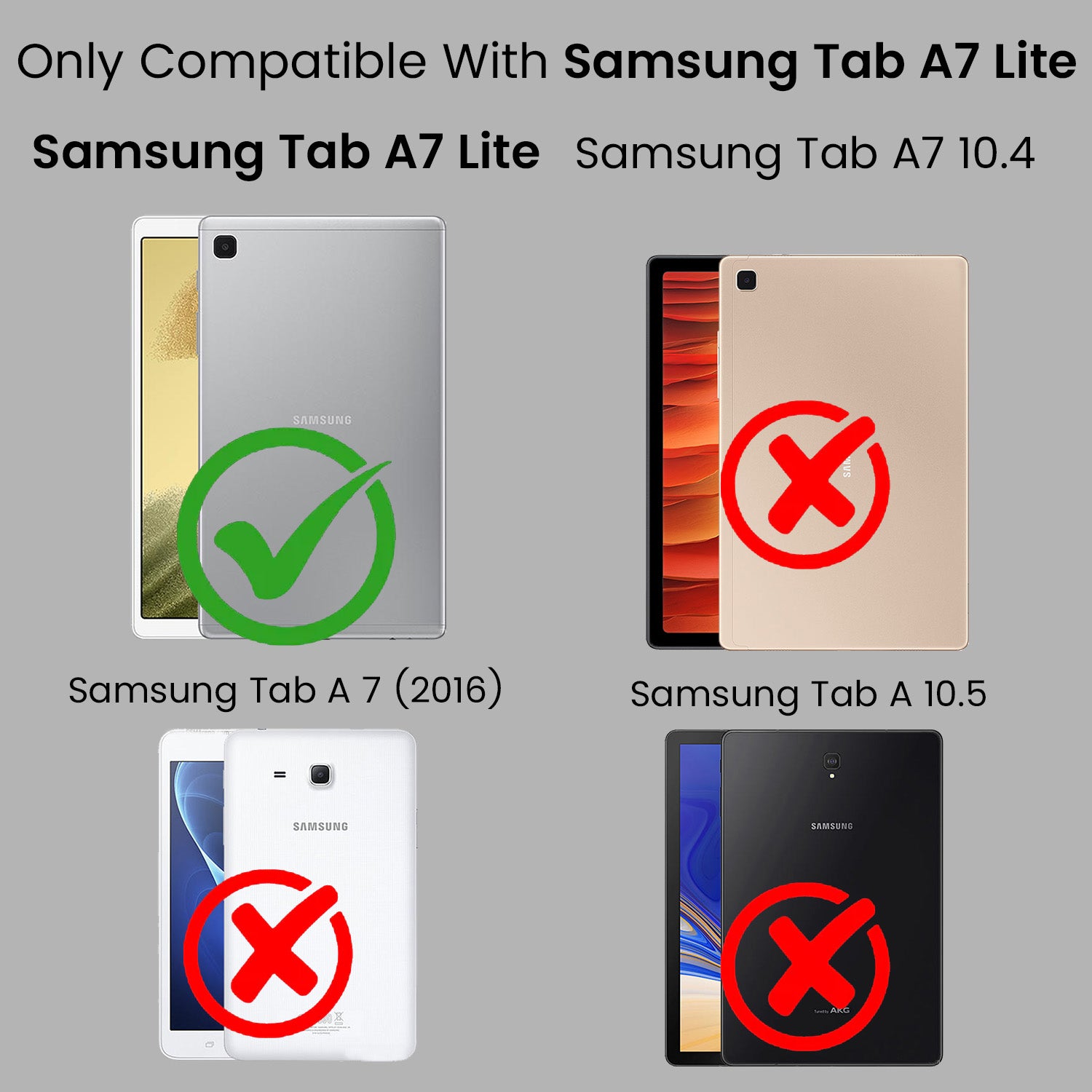 For Samsung Galaxy Tab A7 Lite 8.7 Inch SM-T225/T220/T225N/T227U  Flip Cover Folio Cover (PU Matte Leather | Multi-Angle Smart Stand | Card Storage Slots | Silicone Back Pouch)