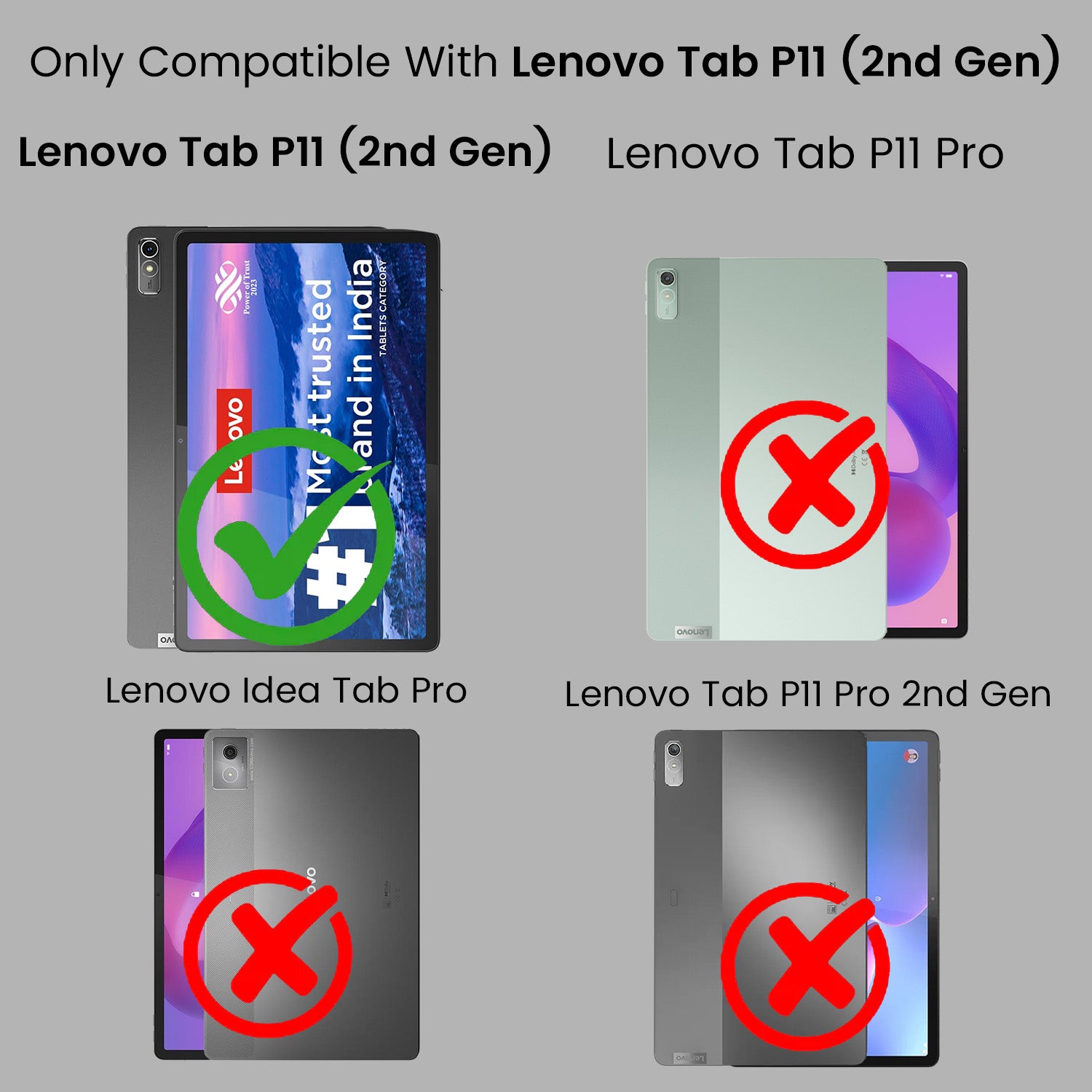 For Lenovo Tab P11 Gen 2 11.5 Inch (X350XU) Flip Cover Folio Cover (PU Leather | Multi-Angle Smart Stand | Card Storage Slots | Silicone Back Pouch)