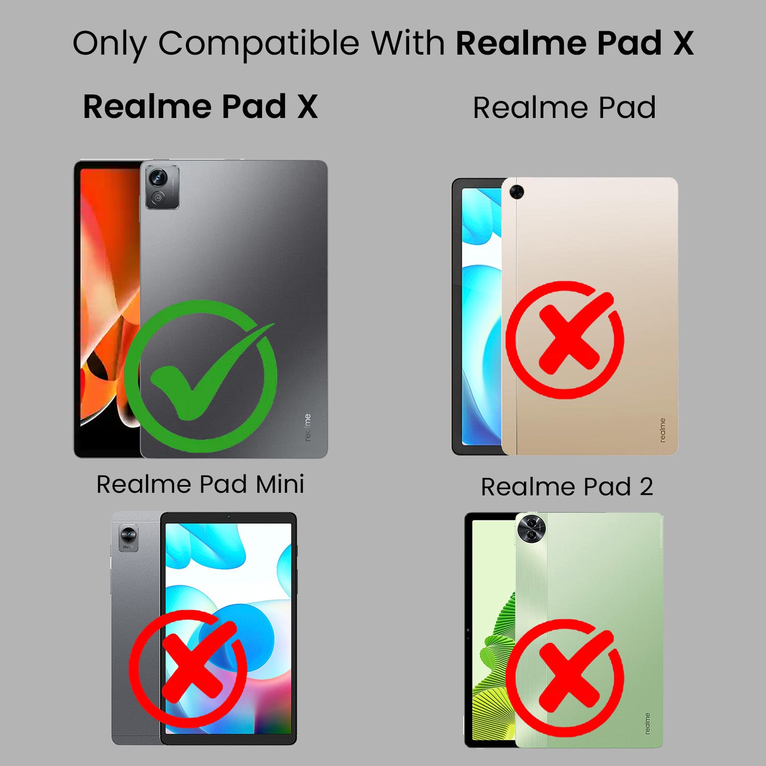 For Realme Pad X 11 Inch  RMP2107/P2108 Flip Cover Folio Cover(PU Leather | Multi-Angle Smart Stand | Card Storage Slots | Silicone Back Pouch)
